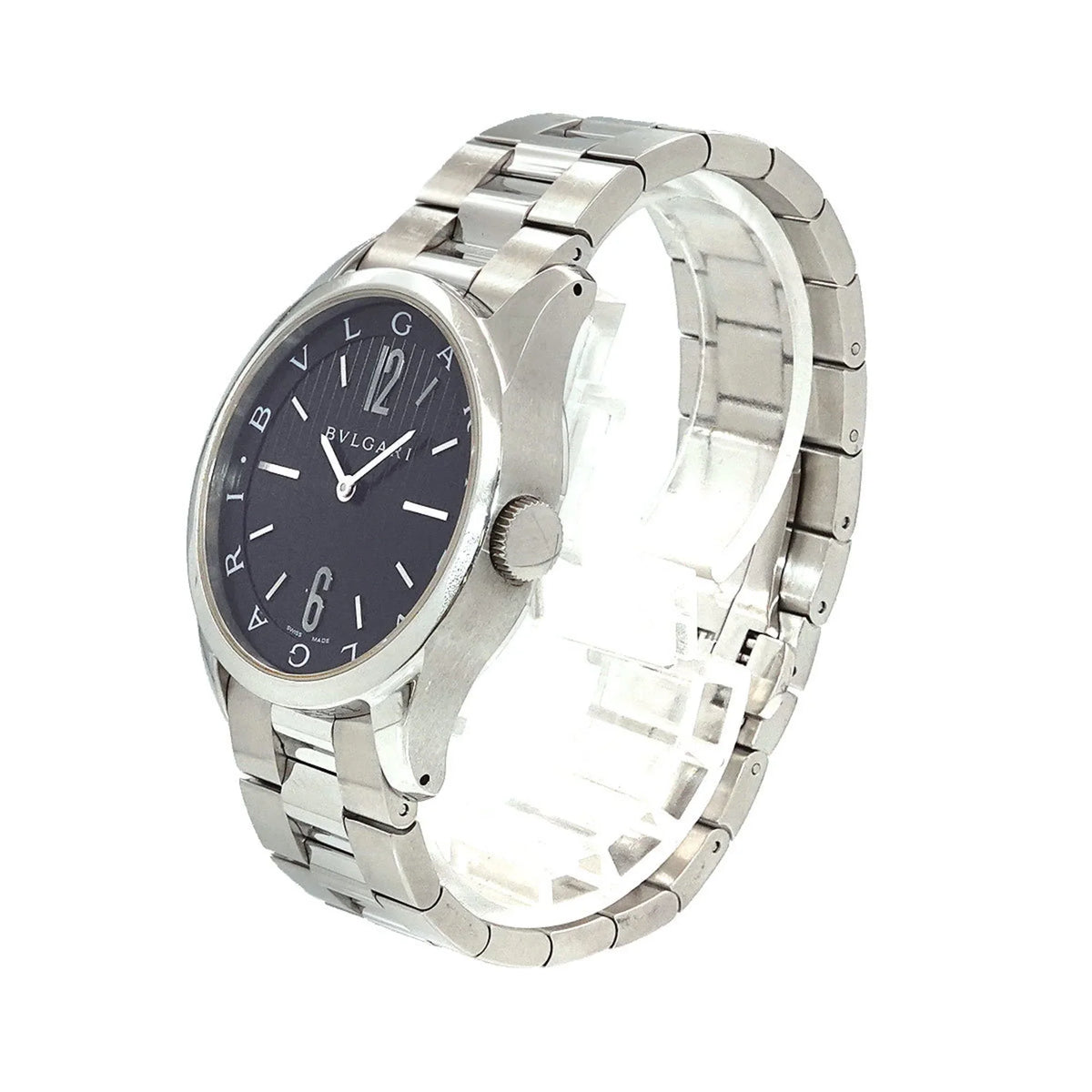 Bulgari ST37S BVLGARI Solotempo Men's Watch Dial (Good) Black Pre-Owned Quartz