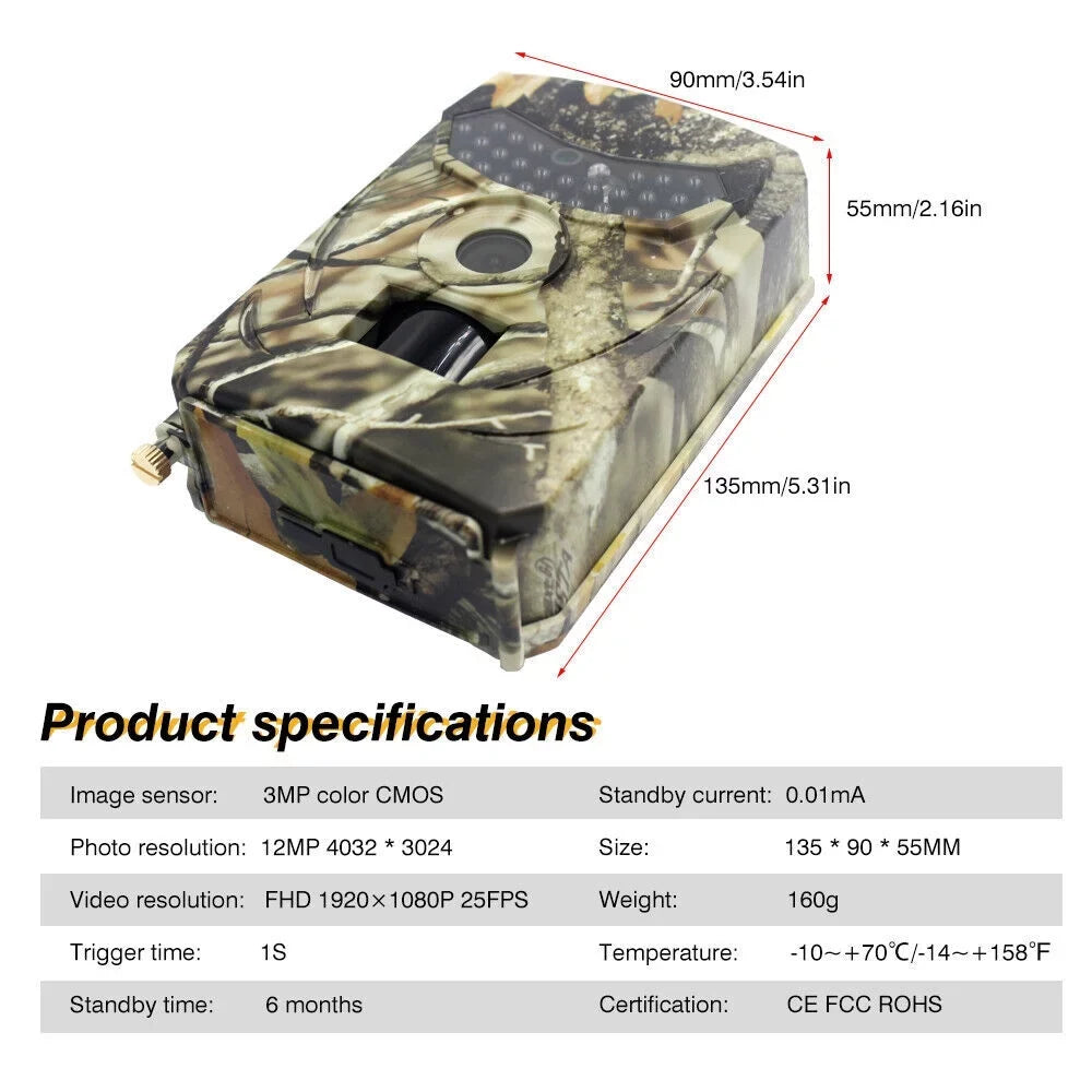 1080P, Wildlife Security, Hunting Included) Trail Card NOT Camera Monitor, Camera,DFITO Infrared Farm Waterproof Trail Wildlife (SD 12MP, Monitoring, Home Monitor, Hunting