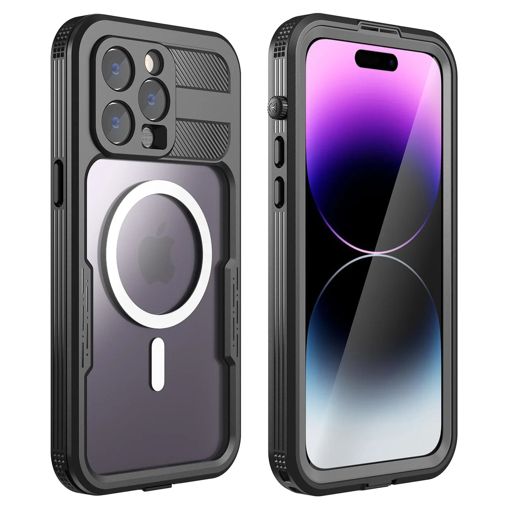 '- Military 6H for iPhone Pro Protector for Built-in 14 with 6.1" Pro [Real Underwater][14FT Case MagSafe] Screen iPhone 360][IP68 Dropproof][Dustproof][Compatible 14 Waterproof, Black