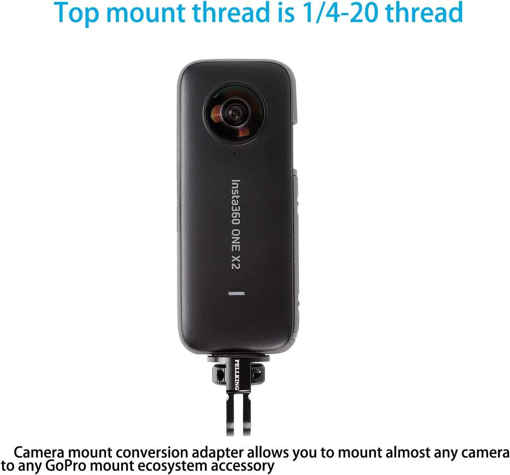 Conversion Aluminum Screw Insta360 Mount, X2 Camera X3 Alloy Adapter CNC Tripod Head for One Adapter 1/4" X/