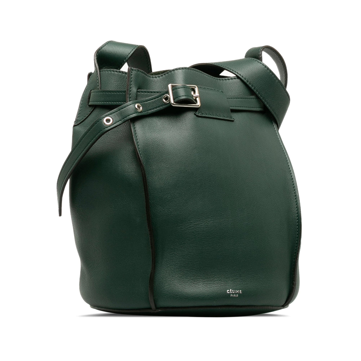 Bag Green (Good) DrawstringBag Pre-Owned Bucket Unisex Calf Bag Big Leather Authenticated Celine Bucket