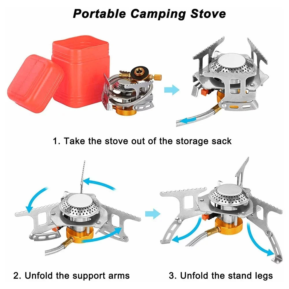 for Backpacking Stoves, Outdoor, Camping Windproof stove Lightweight Portable Silver