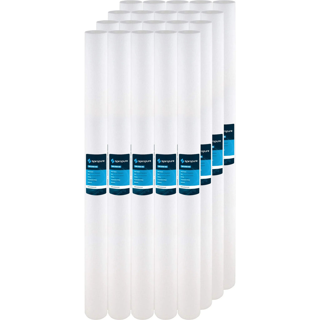 SpiroPure SP-P50-40 Micron Spun SDC-25-4050 50 Filter Polypropylene of (Case Sediment Water Cartridge Melt-Blown 40x2.5 20)