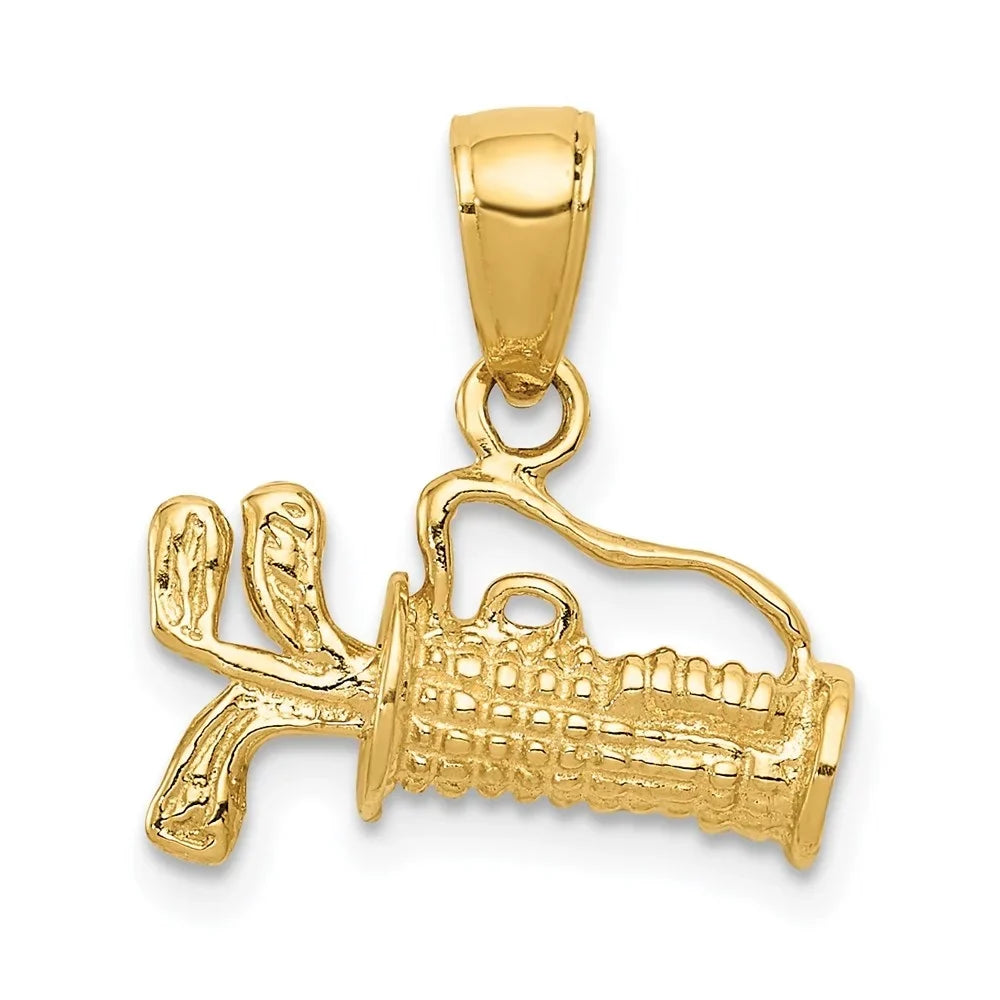 Gold (L-16 with 14K mm) mm,W-14 Golf Pendant Yellow 3-Dimensional Bag Women Auriga for Polished Charm Clubs