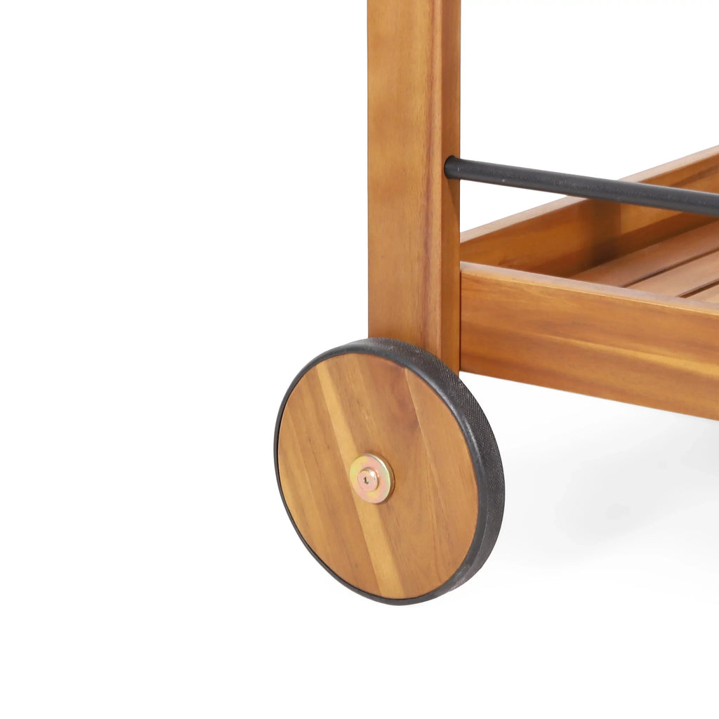 and Bottle with Bar Cart Bonneau GDF Studio 2 Holders, Teak Acacia Tiered Outdoor Black Wood