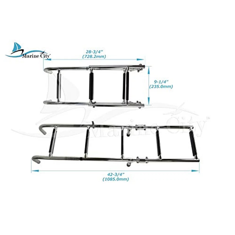 Marine Grade Foldable 3+2 Steel City Boat Boarding Ladder Yacht Marine Steps Stainless