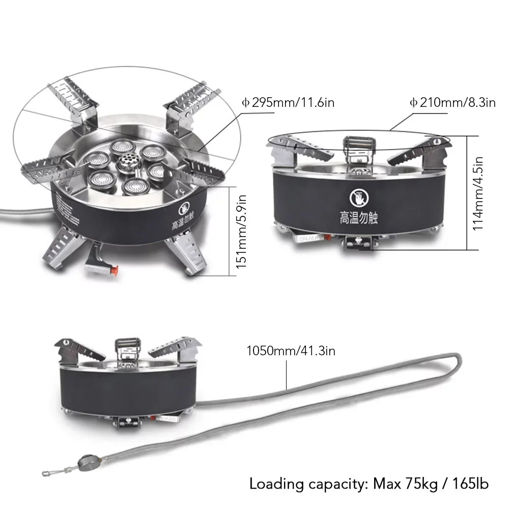 18000W Ignition Fishing High Windproof Hiking Stove, ammoon Backpacking Gas Traveling Piezo Stove, Stove, Camping