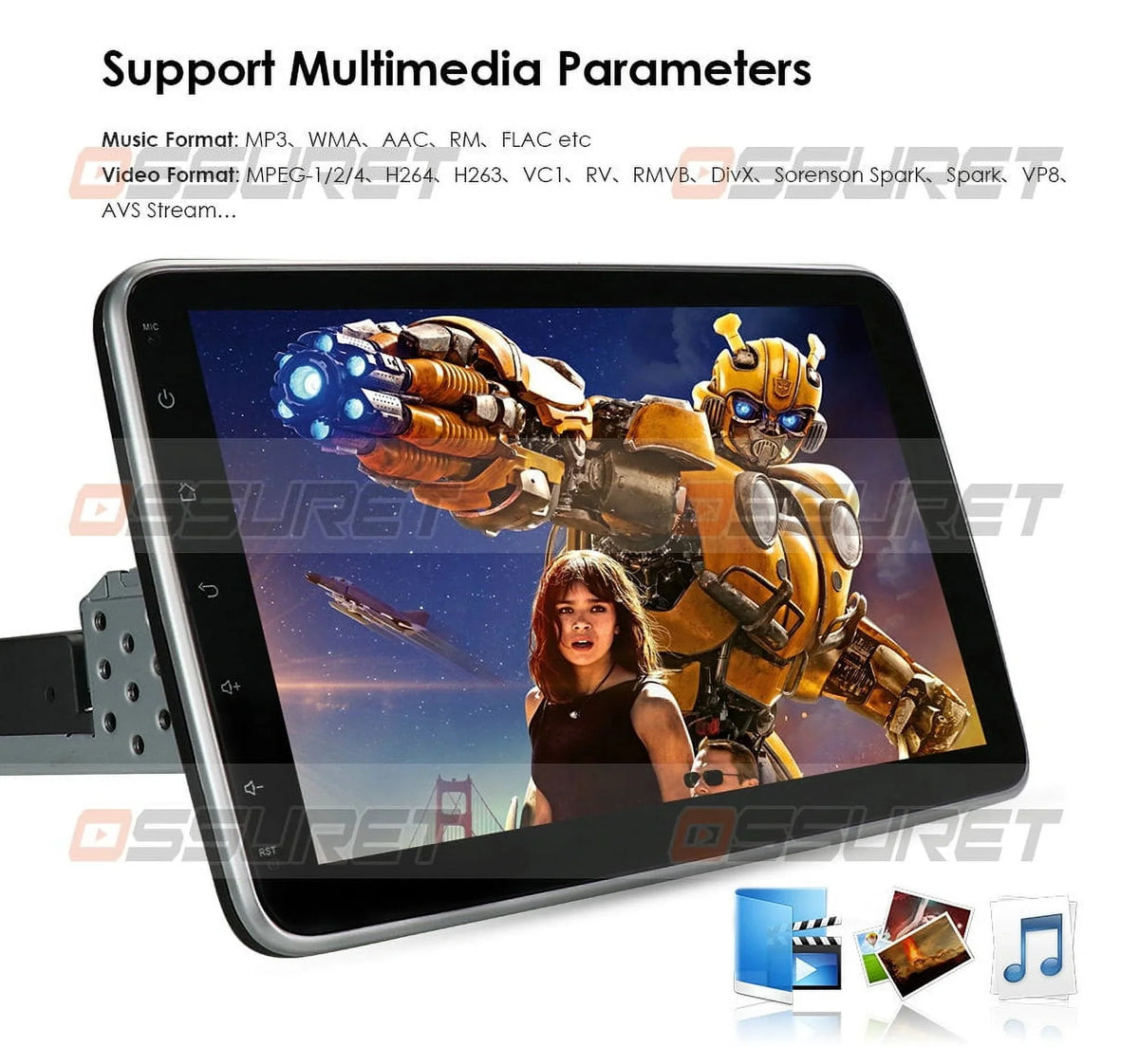 Wifi Car Android Stereo Screen Hizpo Apple Carplay& Radio 10.1'' Navigation With Auto Touch 10 GPS DIN Single 1 Bluetooth Android Rotatable