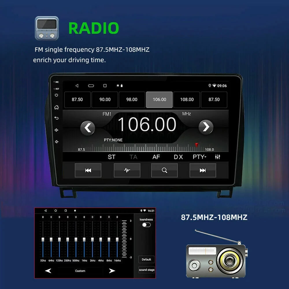 Radio Navigation 10 Tundra Apple Sequoia 2008-2017 GPS Play Car JMANCE 2007-2013 with for Android Toyota