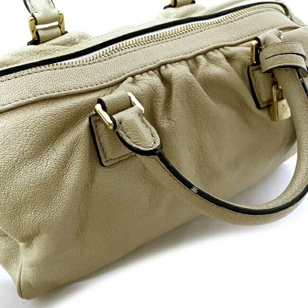 Pre-Owned Champagne Boston (Good) Gold Loewe Handbag Leather LOEWE 2way Lame Anagram Women's