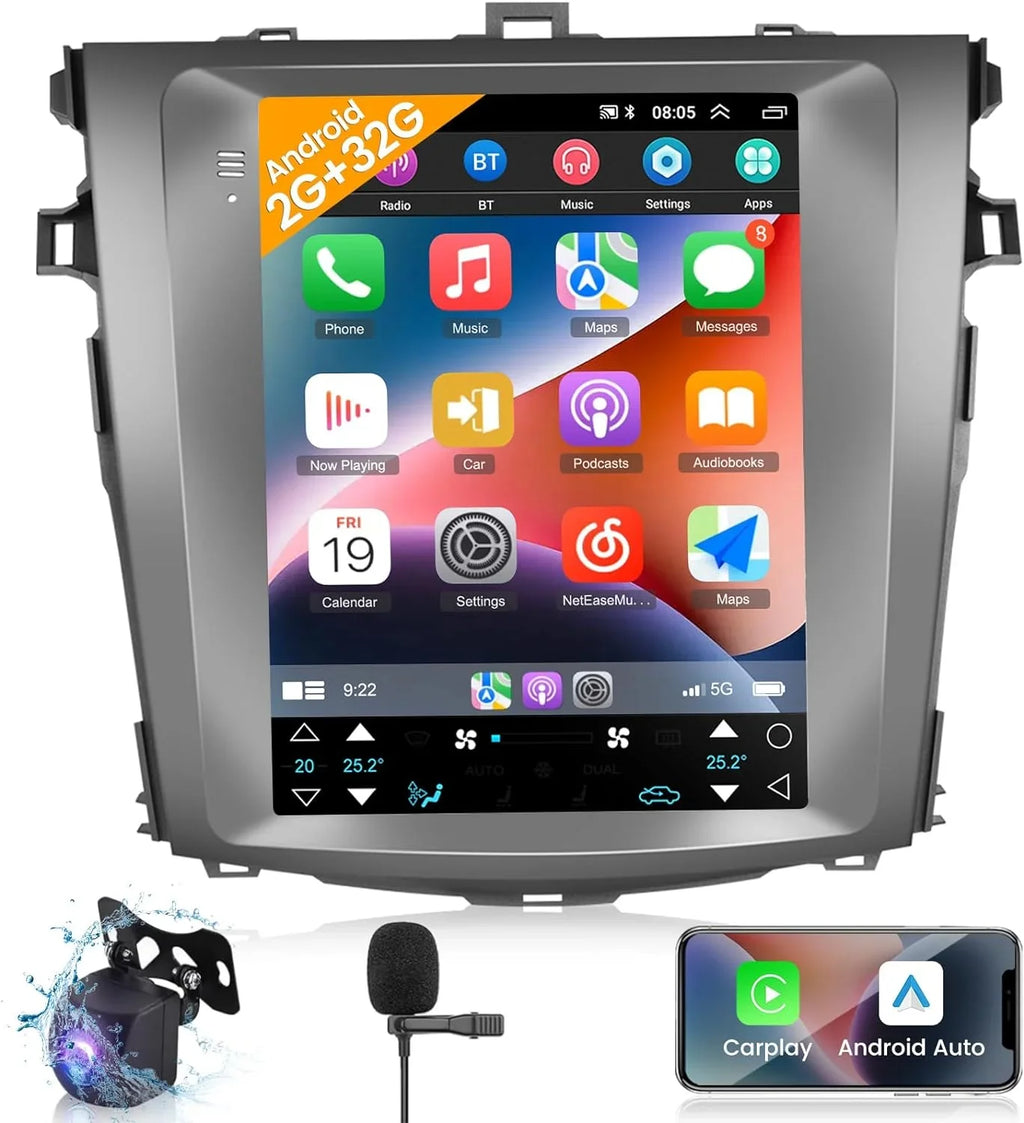 HiFi Auto Stereo THONZER Toyota USB and 9.7 for GPS Mirror Carplay AHD Radio 2006-2013 Android Inch Android with Touchscreen Car 2+32G Corolla Link WiFi SWC - Camera Backup +