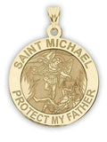 '- 2/3 of Solid Protect Father Religious Michael Saint Gold inch Yellow - - Medal Dime, 14K Size My