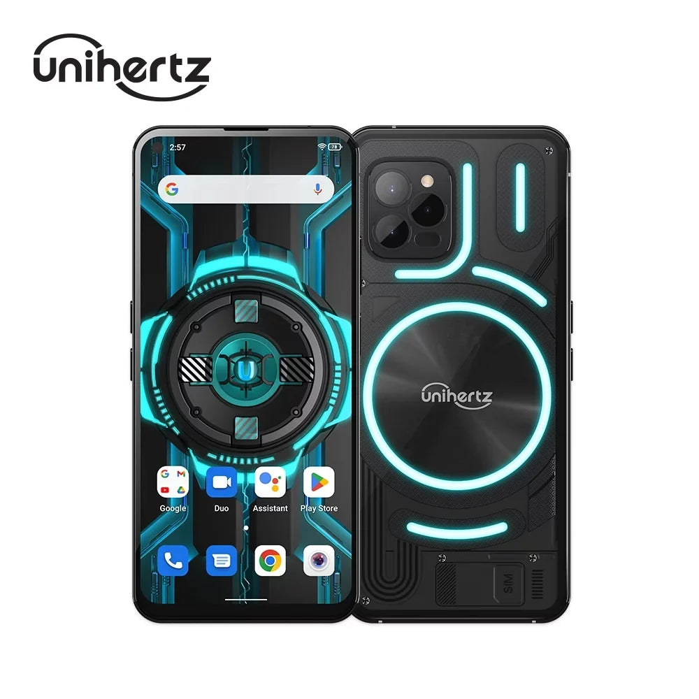 Camera, Charging, Transparent NFC, LED Back Unihertz Design Light, Smartphone, Android 5000 12 108MP mAh Industrial Unlocked Smartphone - with Battery Fast 4G and Colorful (Black) Luna