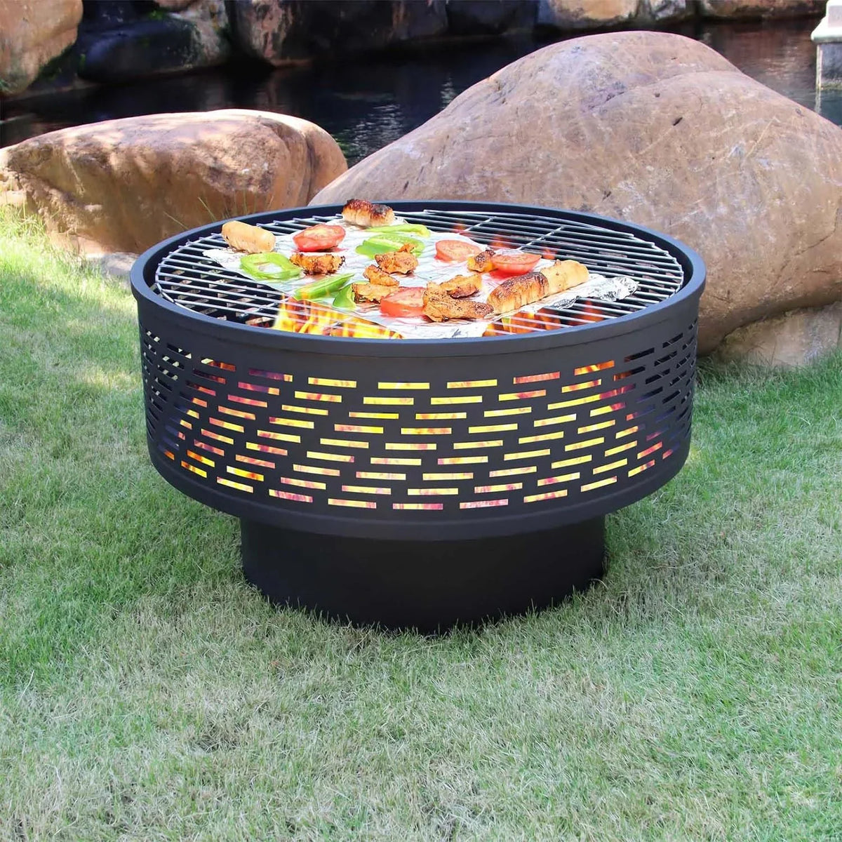 Portable Wood Firepit, Fire Outdoor UPYOOE Outside Yard Table for Pit Pits, Fireplace Burning Garden Portable Outdoor Lightweight Fire with Bonfire Pit, Wood Fire 26" Cover, Camping Wood Backyard