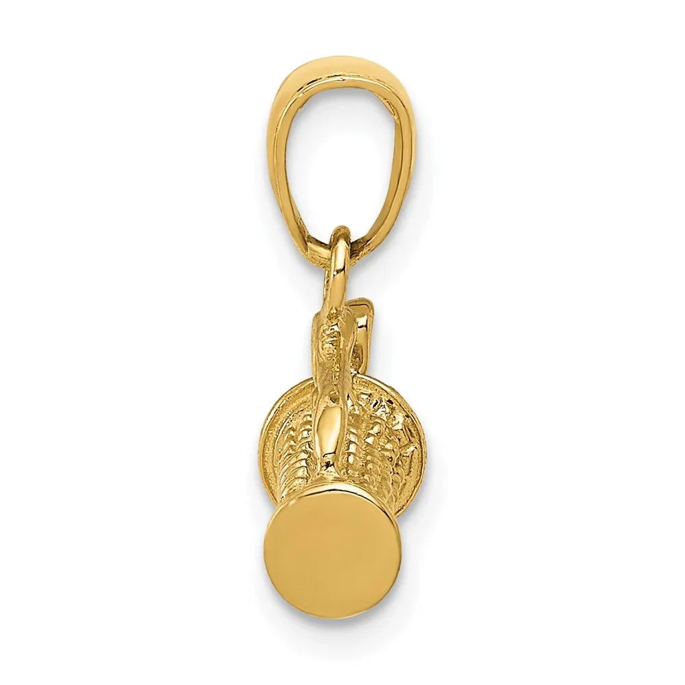 Gold (L-16 with 14K mm) mm,W-14 Golf Pendant Yellow 3-Dimensional Bag Women Auriga for Polished Charm Clubs