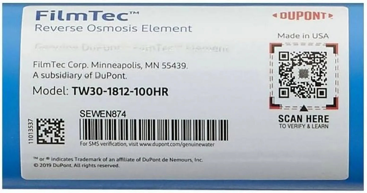 Reverse High TFC GPD Membrane Osmosis For TW30-1812-100HR (RO) Rejection System Undersink 100