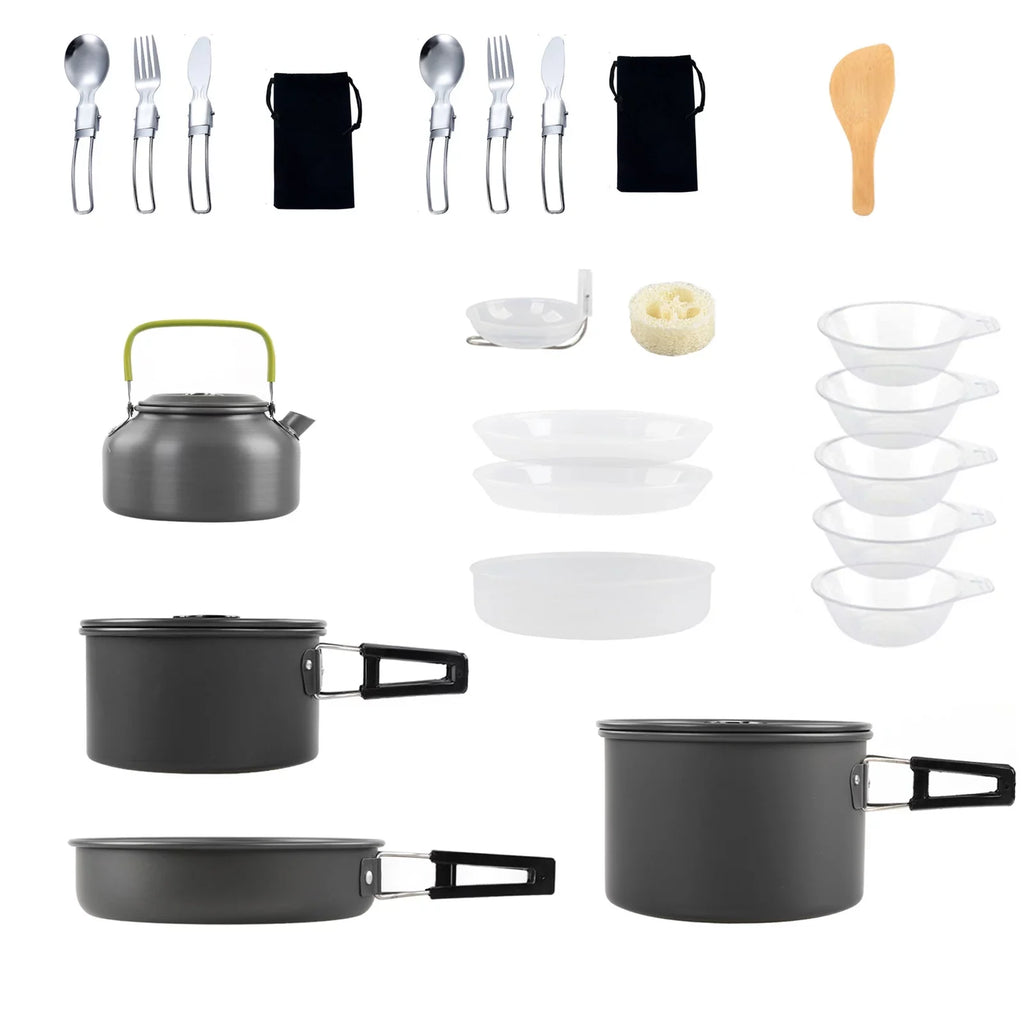 Pan Camping Cooking Aibecy Backpacking Pot Kettle and Cookware Mess Non-Stick and for Kit, with Set