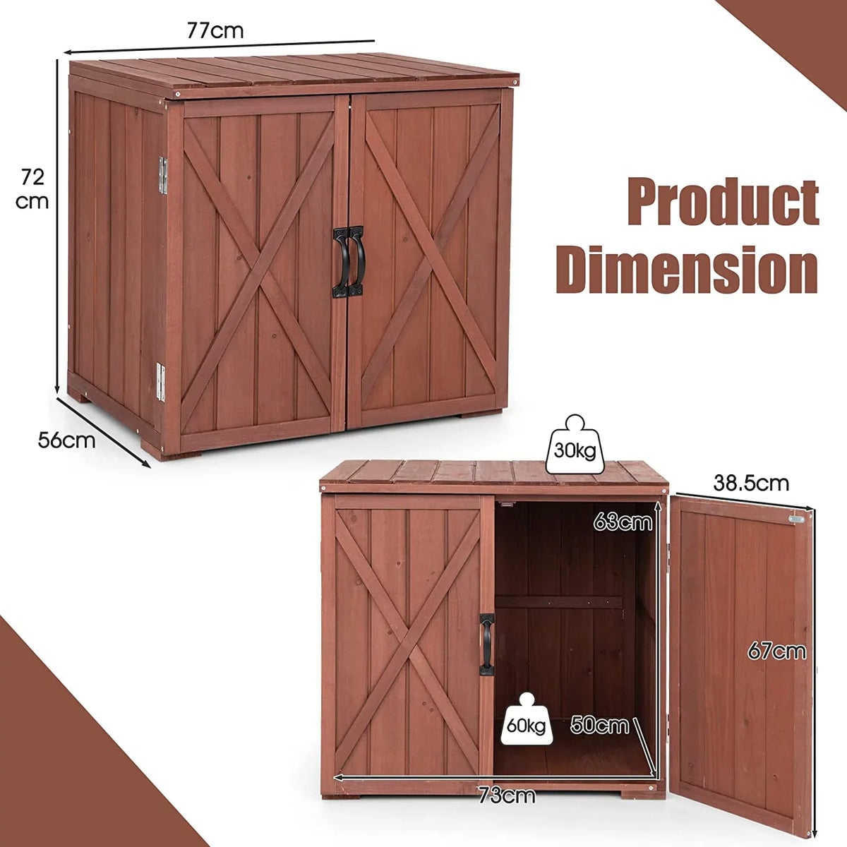 Storage Easy x 30" & Wooden for 28.5" Assembly, Garden Countertop, Space Inner Cabinet Porch, Deck Box (Brown) x Storage Storage Box, Tool Outdoor 22" W/Spacious 30" Backyard