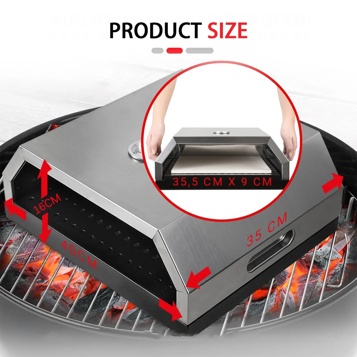 BBQ Handles, & Pizza Oven Charcoal Top Carry BBQ Oven, Fits Home-made Any Pizza Easy Pizza Gas On Portable Grill, Oven, Grill