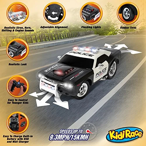 Kids and Control Remote KidiRace Control for Durable, Police to Car Easy RC Fun
