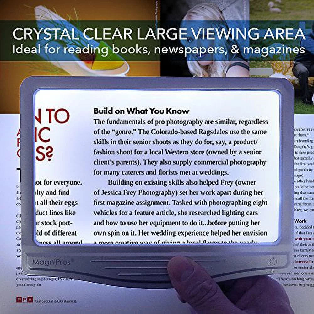 to for Aging Page 5X for Strain-Perfect Eye Small Magnifier Reduce Print, Large Seniors LED Eyes, & MagniPros & Low Vision Reading Anti-Glare Lens