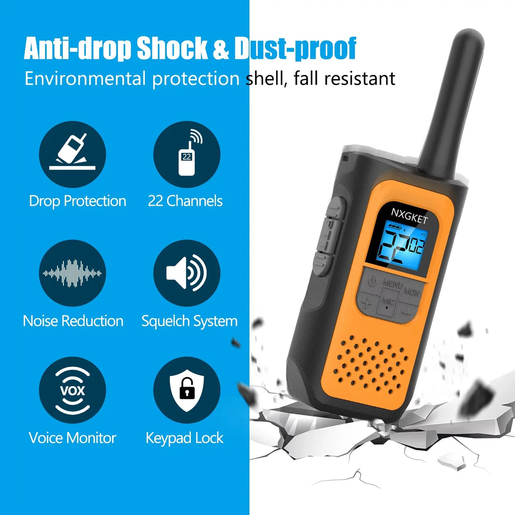 22 with Radios Walkie Set for Talkie, 2 Way Family Li-Ion Gift Pack) Outdoor(2 Talkies NXGKET Rechargeable Long Adults Walkie for Channel Battery Kids, Range