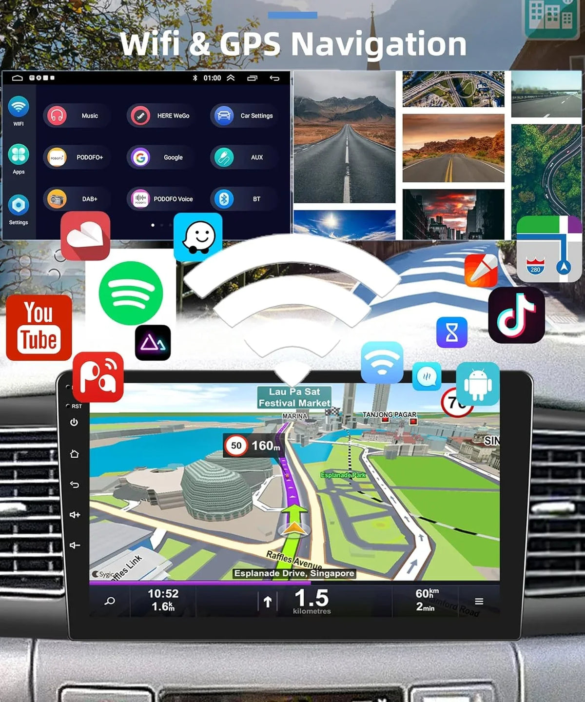Corolla USB Android SWC Bluetooth 1G+32G Car RCA Wireless Toyota Radio Screen Camera with Stereo THONZER ex + Backup Carplay, 2007-2012 WiFi for 9 Car Link GPS Touch Mirror FM Inch Rimoody