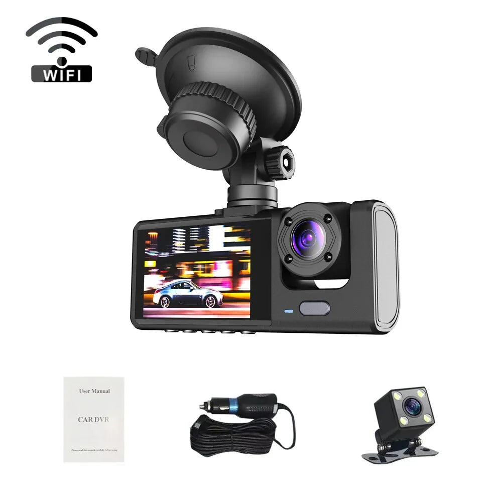 WiFi One-Key Support Lock Screen 1080P Inside & Inch & Camera Dash Recording version 2 Driving Rear Front Dashcam DVR Night-Vision Loop Camera Recorder