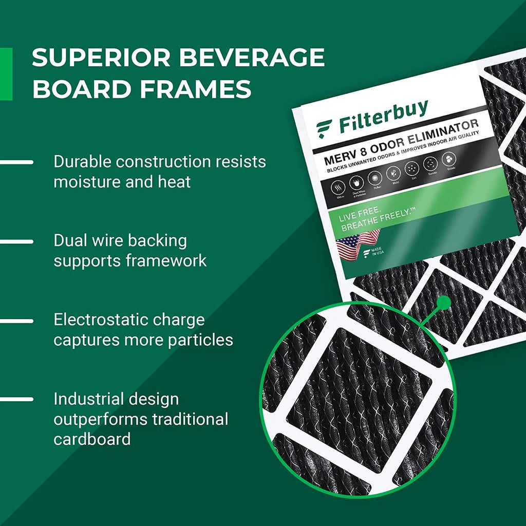 Activated with Filters (6-Pack) 10x10x1 HVAC AC 8 Filterbuy Pleated Eliminator Air MERV Odor Furnace Carbon