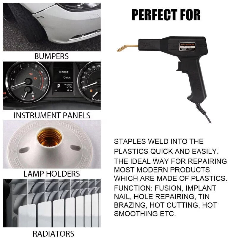 Hot Repair Gun Staples Welder Machine Welding Kit Bumper Stapler Plastic Car 600