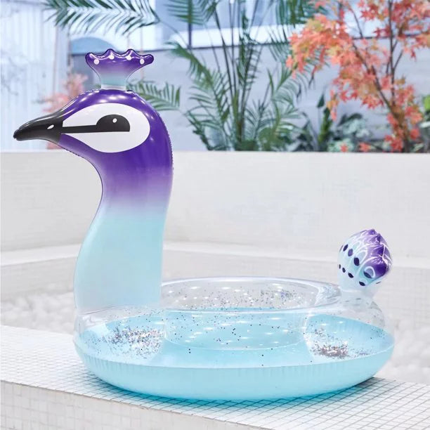 Lounge Beach Party Raft Peacock Decorative Glitter Summer Swim with Party for Valves Inch Designed 48 Melia | Inflatable Kids Toys Pool Game Water Fast Float