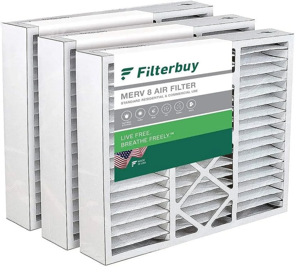Filterbuy Air AC Furnace (3-Pack) for 8 Filters Amana Pleated HVAC Goodman MERV 22x24x5 and