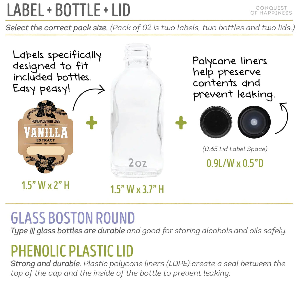 Handmade Happiness | Conquest Extract 2 with Labels Write-In oz by - Bottles of Vanilla - of 08 Pack Homemade