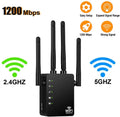 Booster, with Extender Gigabit WiFi 1200Mbps WiFi Band WiFi to Signal & Dual Smart Alexa "Happyline" & Extend WiFi 2.4 Range Devices 5GHz Repeater Home Extender Port, Ethernet Wireless Signal