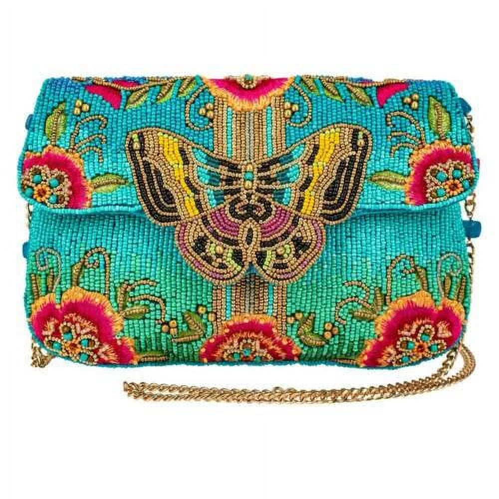 Mary Frances Handbag Beaded Crossbody Pink Spring Butterfly NEW Blue Love BAG