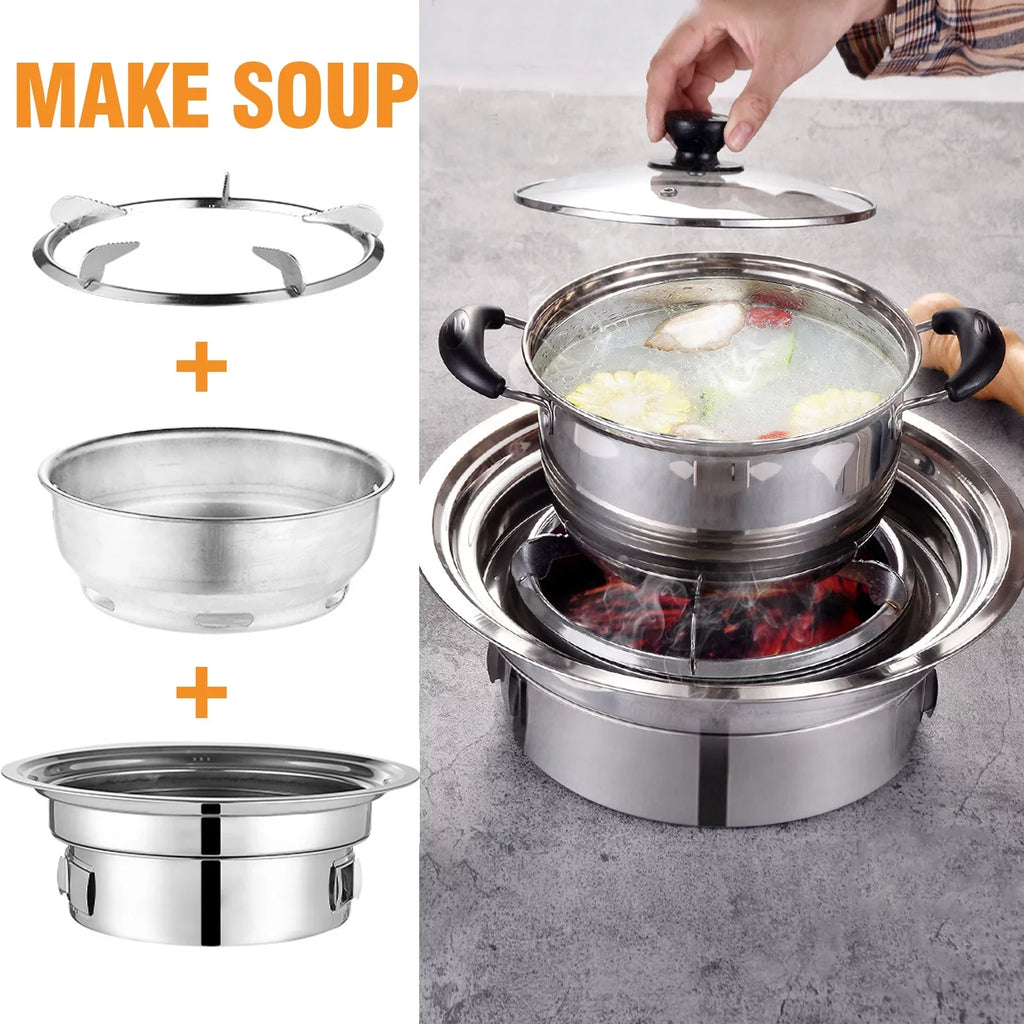 Picnic Smoker and Round Korean Camping Household Non-stick Grill, Outdoor, Grill Charcoal Grill, Stove Portable BBQ Grill Carbon Grill Indoor for Barbecue