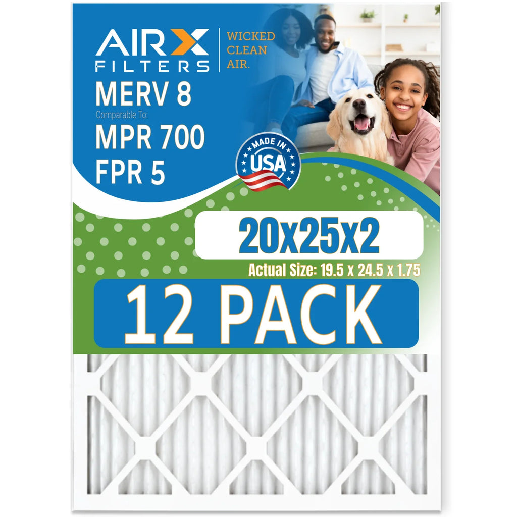 5 Comparable CLEAN to by AIRX FPR 12 MERV 20x25x2 Filter Rating, USA FILTERS AIR. Air 700 Furnace - WICKED & Pack in MPR Filters of Made 8