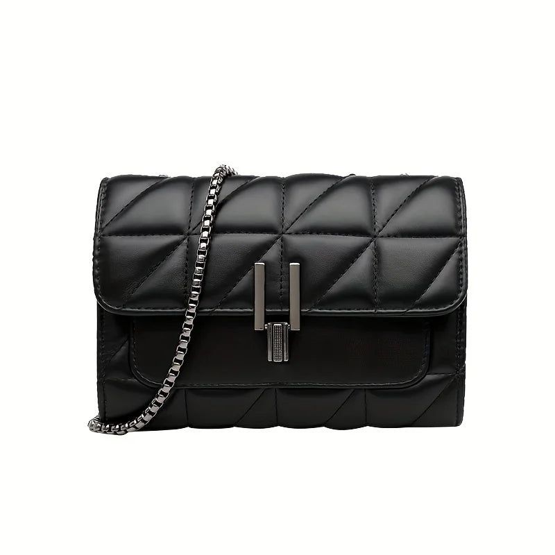 Bag Quilted PU Strap Women‘s Lightweight Leather Argyle Crossbody Pattern Purse Chain Chic MICHROE Luxury Shoulder With