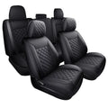 Black) Tacoma Waterproof Cab Crew Full (Full Toyota Covers With for Leather Fit Car 2007-2023 Seat Set, Set