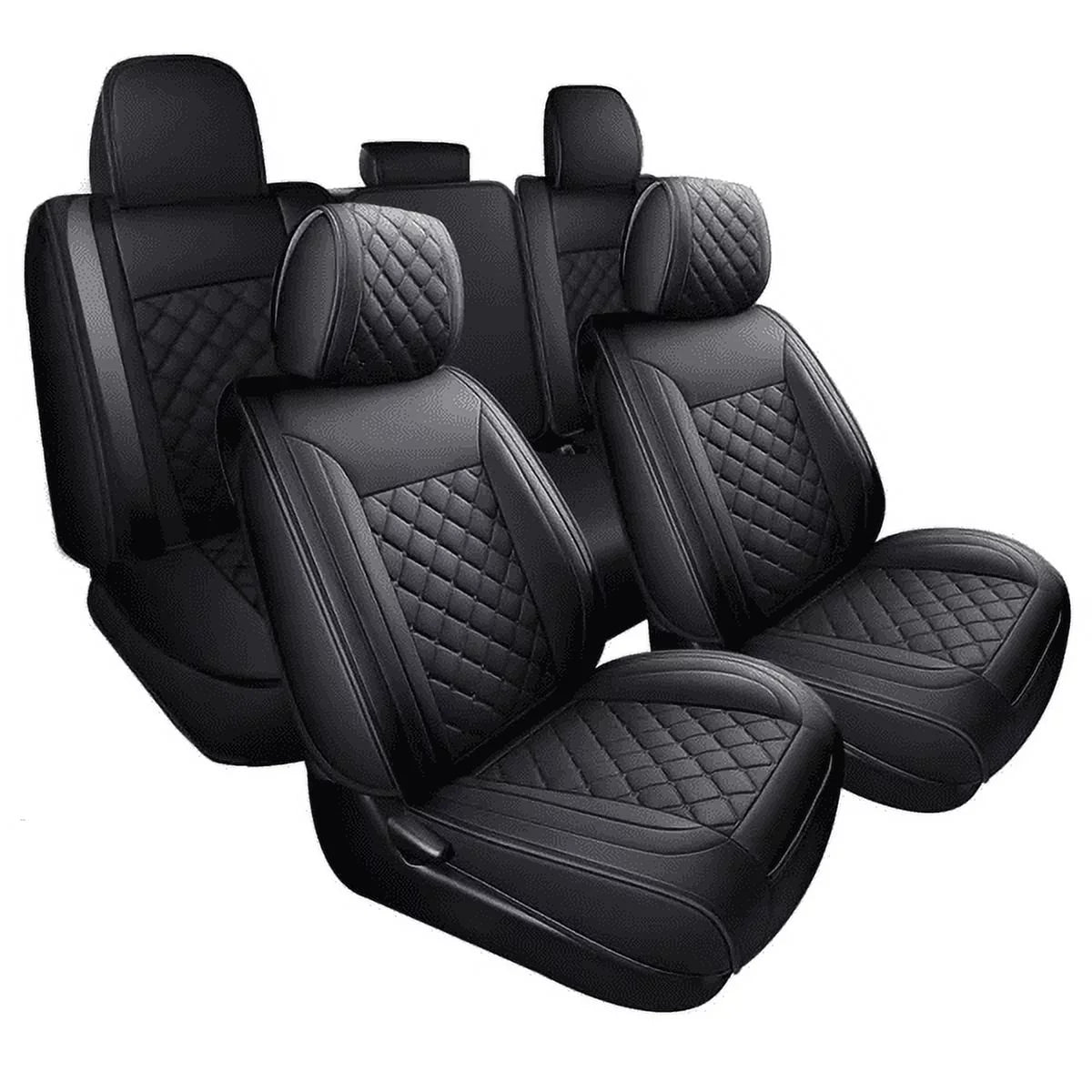 Black) Tacoma Waterproof Cab Crew Full (Full Toyota Covers With for Leather Fit Car 2007-2023 Seat Set, Set