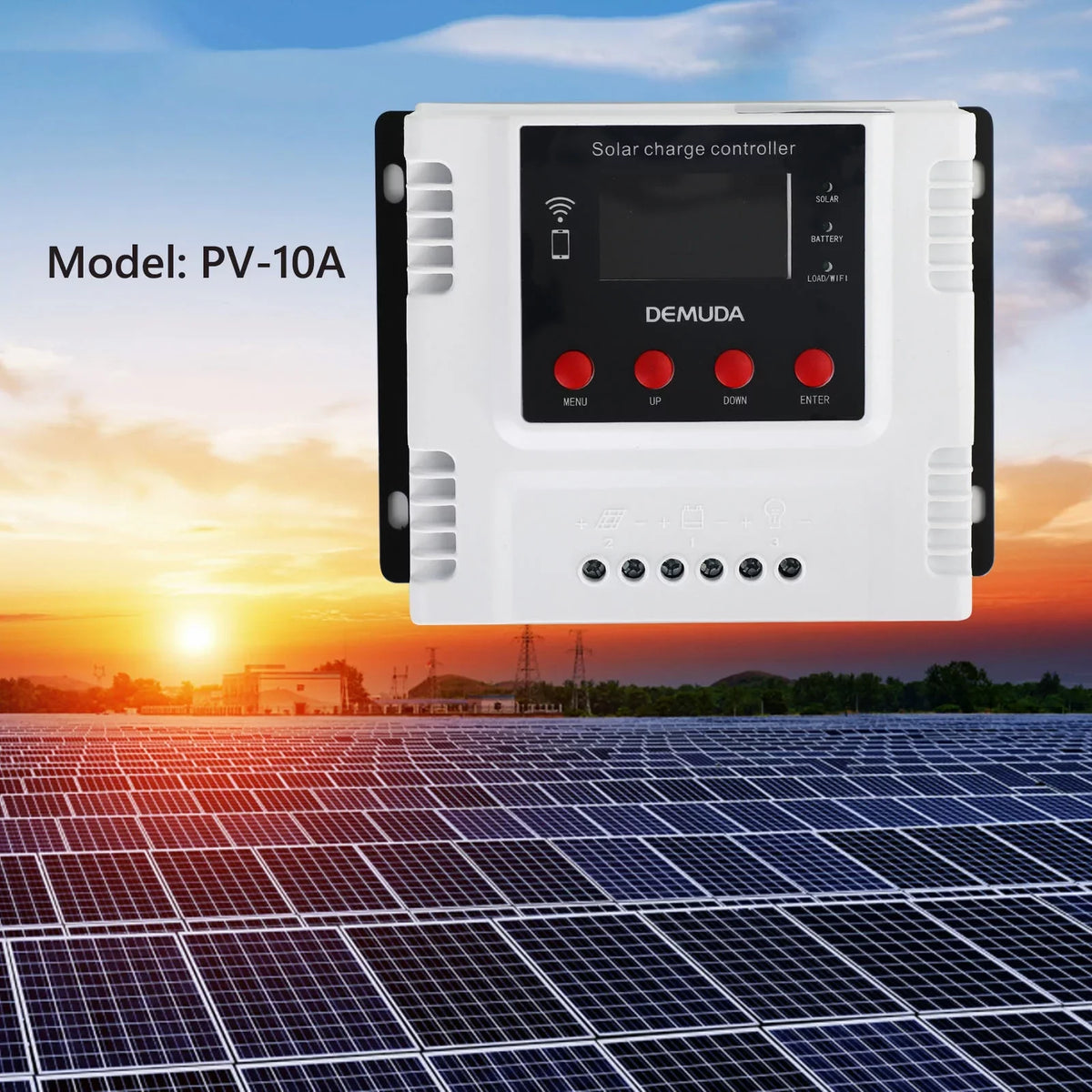 10A PWM 12V Solar LCD 48V 24V With Monitor Controller Wifi Charge Regulator