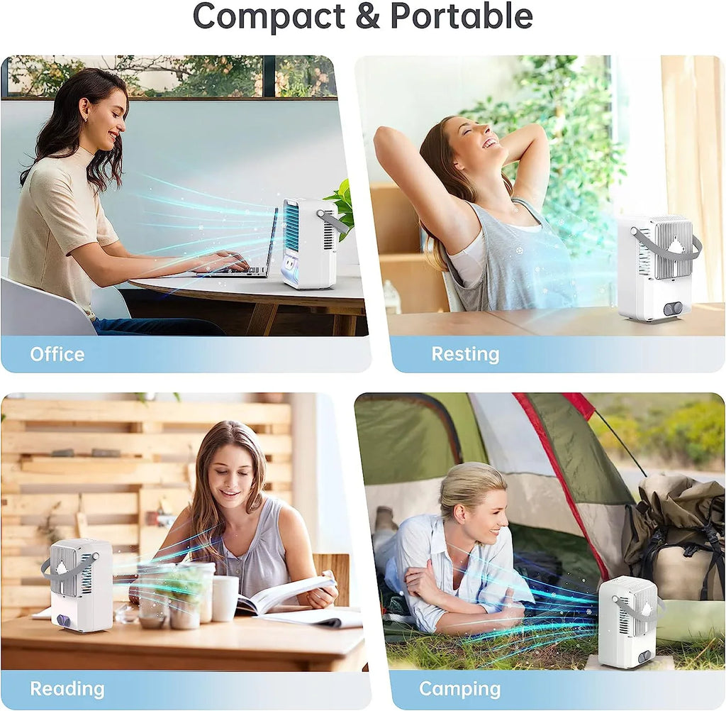 Brano AC Cooler Fan Mini Air Misting Speed Fan with Air Rechargeable, AC Personal Fan Conditioners USB Conditioner , Portable Fan, , Desk Portable Air Blue 3 Portable