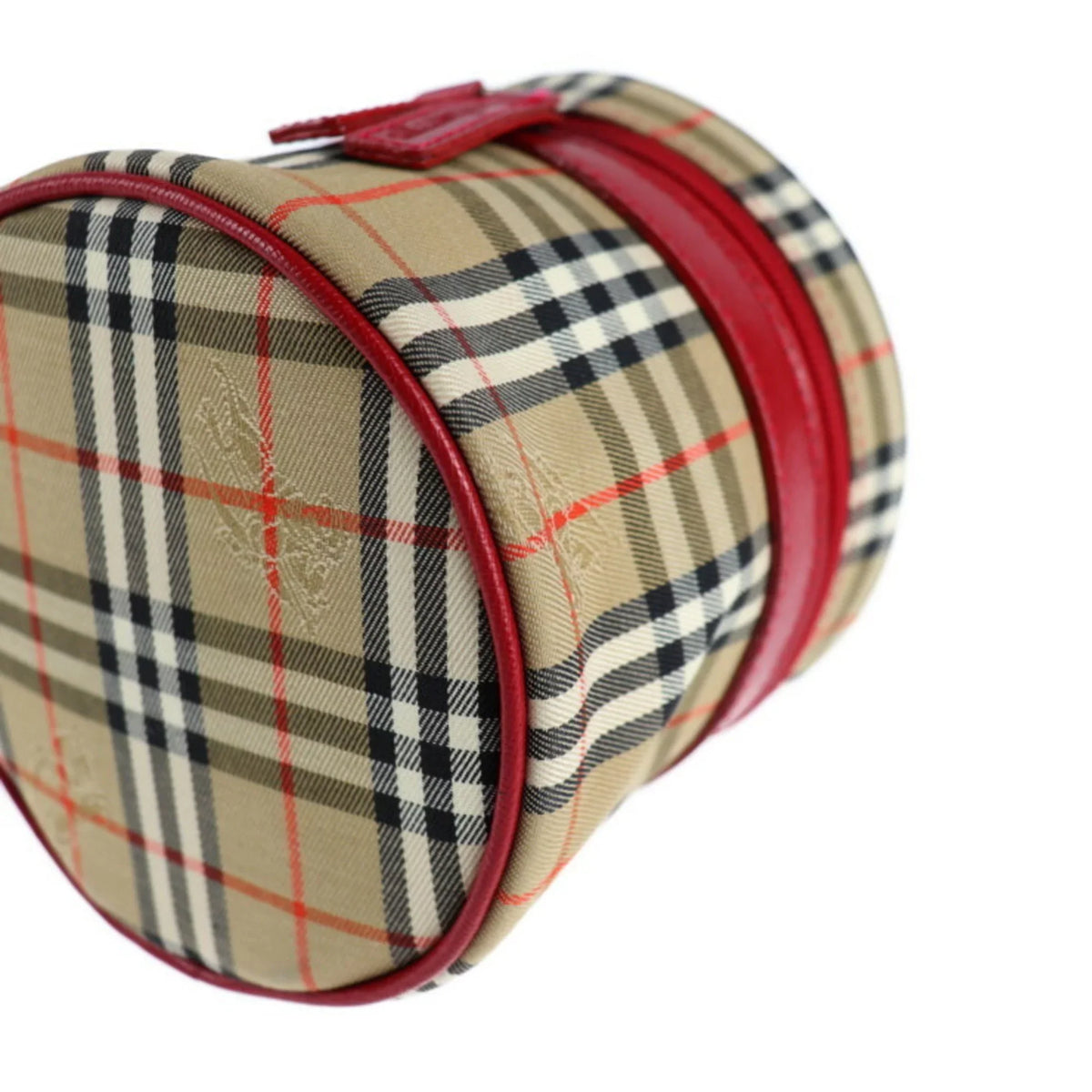 Pre-Owned Haymarket Beige Accessory Case Vanity Canvas Handbag (Good) Burberrys Red Plaid Burberry Leather