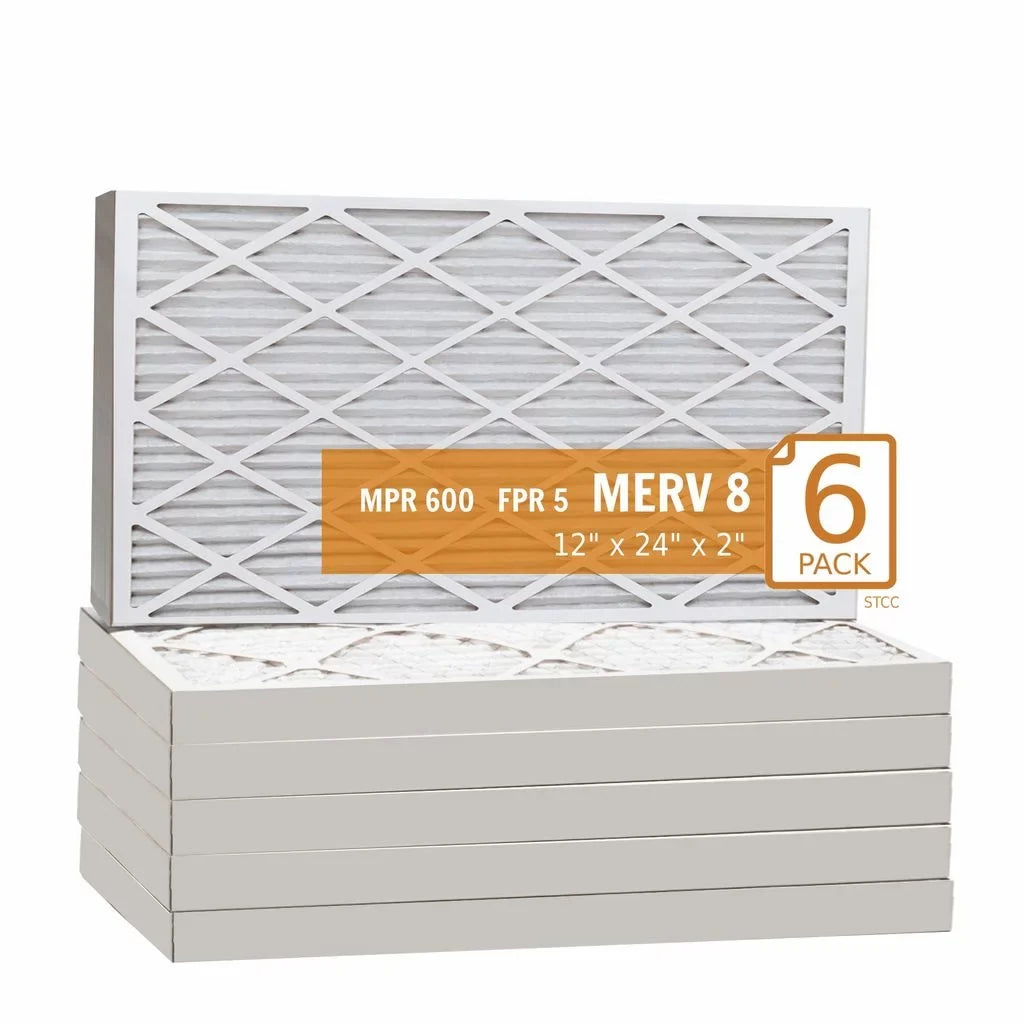 Pleat (6 Pack) Filter Air Purolator 12x24x2Key 8 - MERV