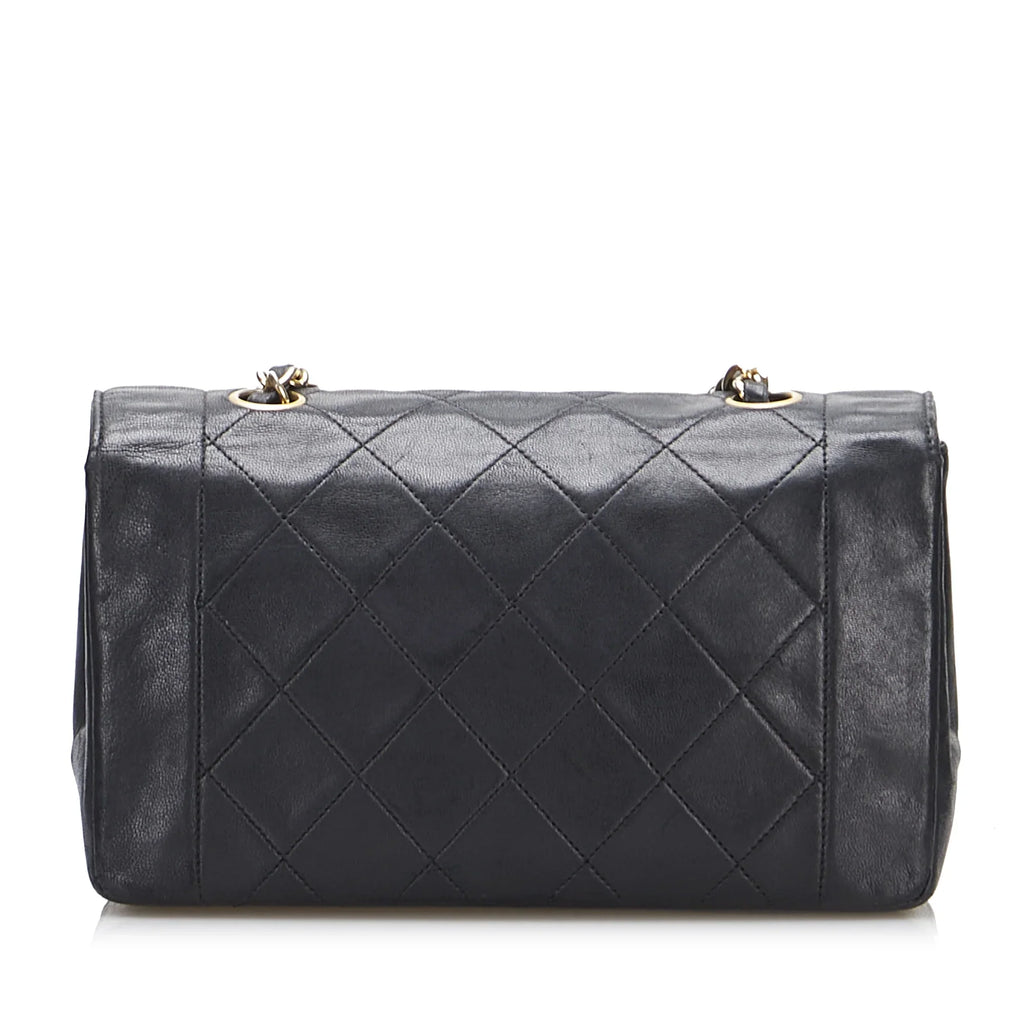 Small Crossbody Flap (Good) Diana Chanel Pre-Owned Leather Lambskin Unisex Bag Authenticated Black