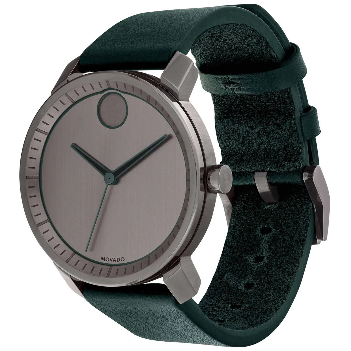 Forest Dial Bold Green Gunmetal Quartz Mens Watch (3600570) Movado Leather Strap