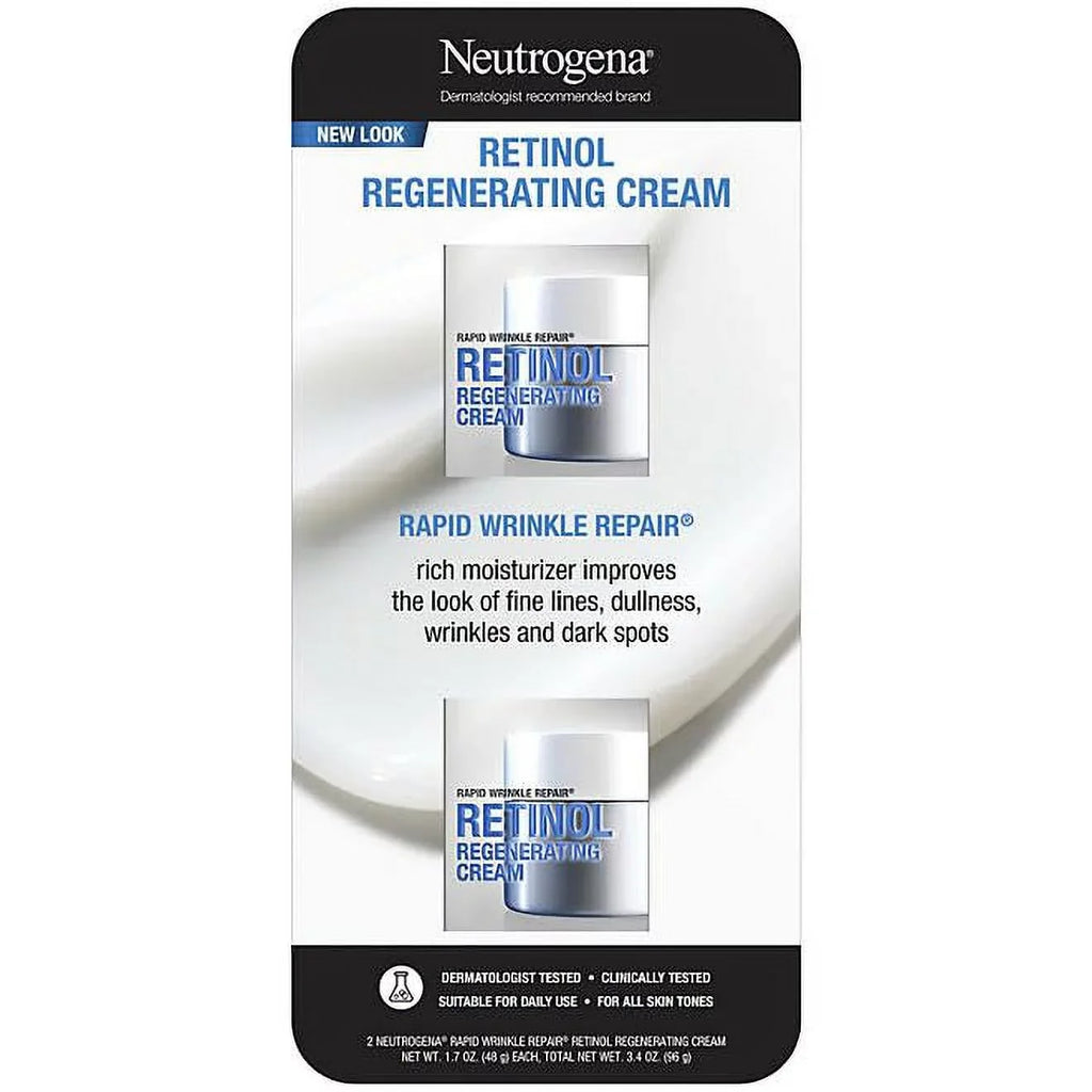 Retinol Fragrance Fight Neutrogena Wrinkle Acid With Lines, Rapid Moisturizer, Face To 1.7 Wrinkles, Retinol Anti-Aging Daily & Oz., Free, Pk. Fine Spots, 2 Repair Cream Hyaluronic Face & Dark