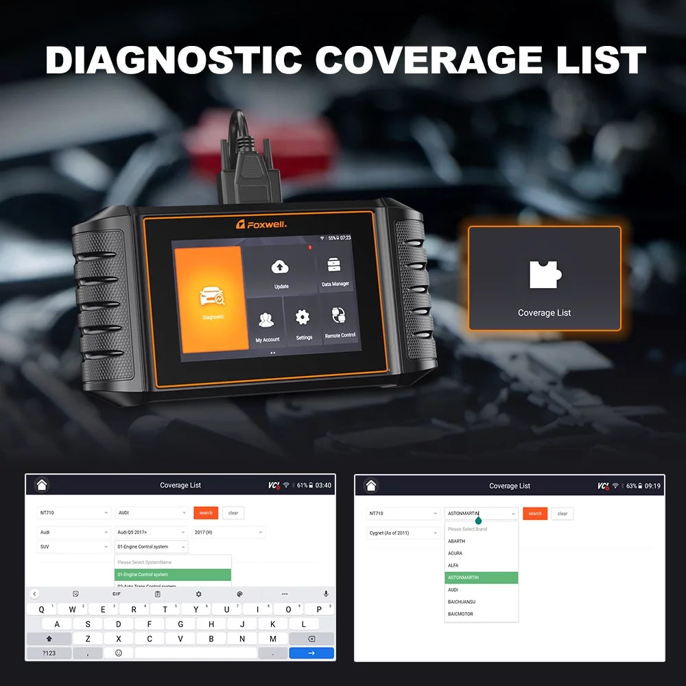 Acura Car Fits Services NT710 Scanner Scan Scanner Tool System Bi-Directional Foxwell Fits NT510 Honda for Automotive Code Upgraded 30 Reset for Reader Full Elite JOBD OBD2 Acura Scanner Control Honda