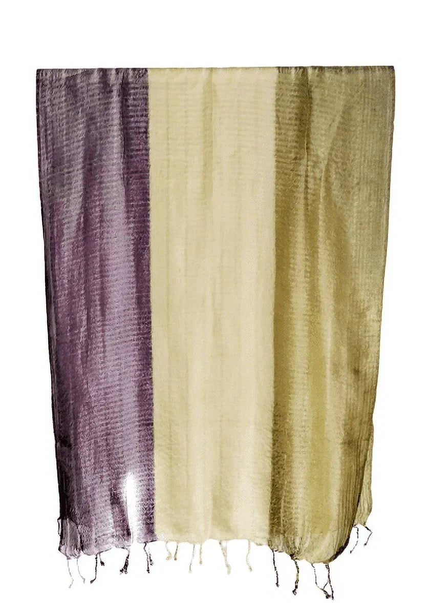Shawl Vegan Triple - Silk Purple/Green Band