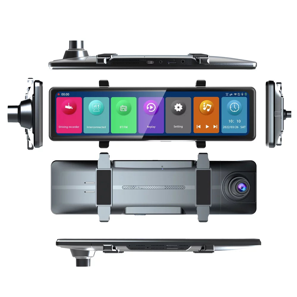 Screen 2.5k Car Andoer Rearview Mirror Car Car Dash Cam Bt Clear 2.5k Car Car Bt Video 2.5k Mirror 2.5k Camera,3 Screen Rearview Bt Cam Touched Camera Car 12in Cameras Clear 12in Mirror Dash